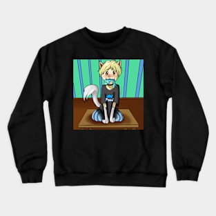 Yoongi-Kitty Eats a fish - BackGround Crewneck Sweatshirt